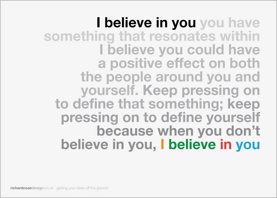 ‘I believe in you’ postcard